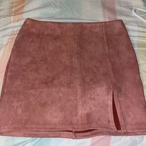 Pink Suede Skirt with Slit (L)